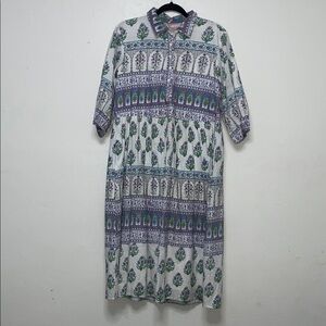 Floral Patterned Dress - Purple and Green